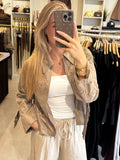 Suede jasje met franjes - Taupe