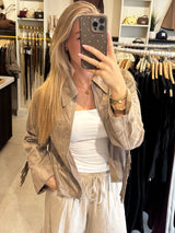 Suede jasje met franjes - Taupe