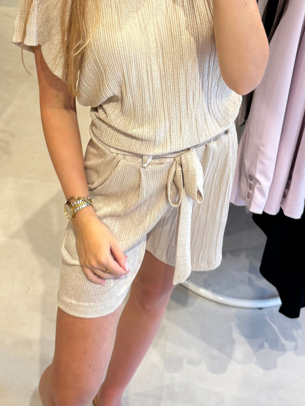 Plissé short - Goud