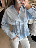 Getailleerde blouse - Blauw