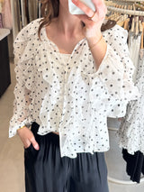 Polka dot blouse - Wit/Zwart