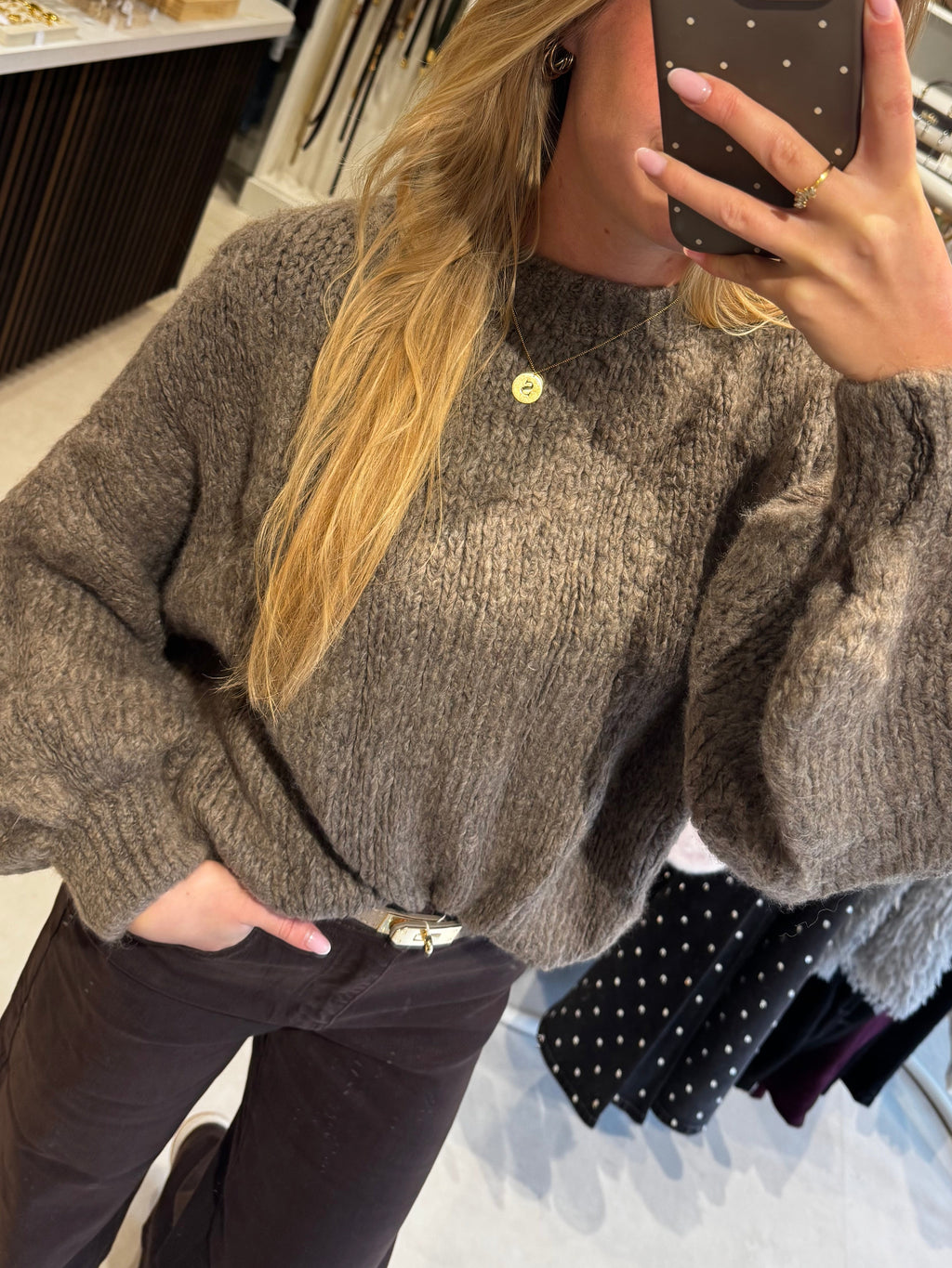 Oversized Gebreide trui - Taupe