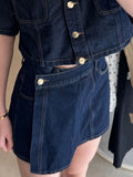 Denim skort - Donkerblauw