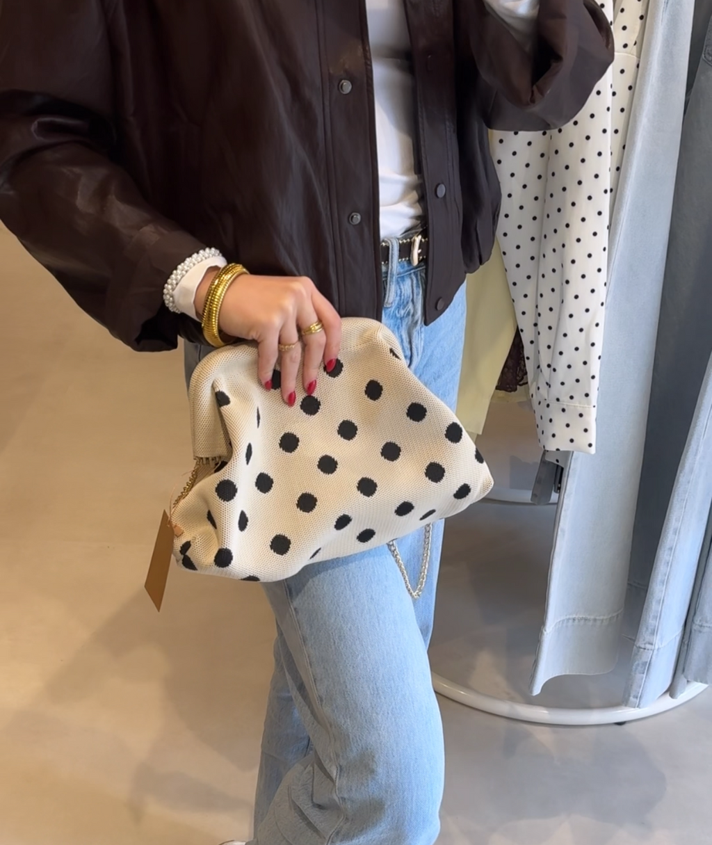 Polka dot clutch - Wit/Zwart