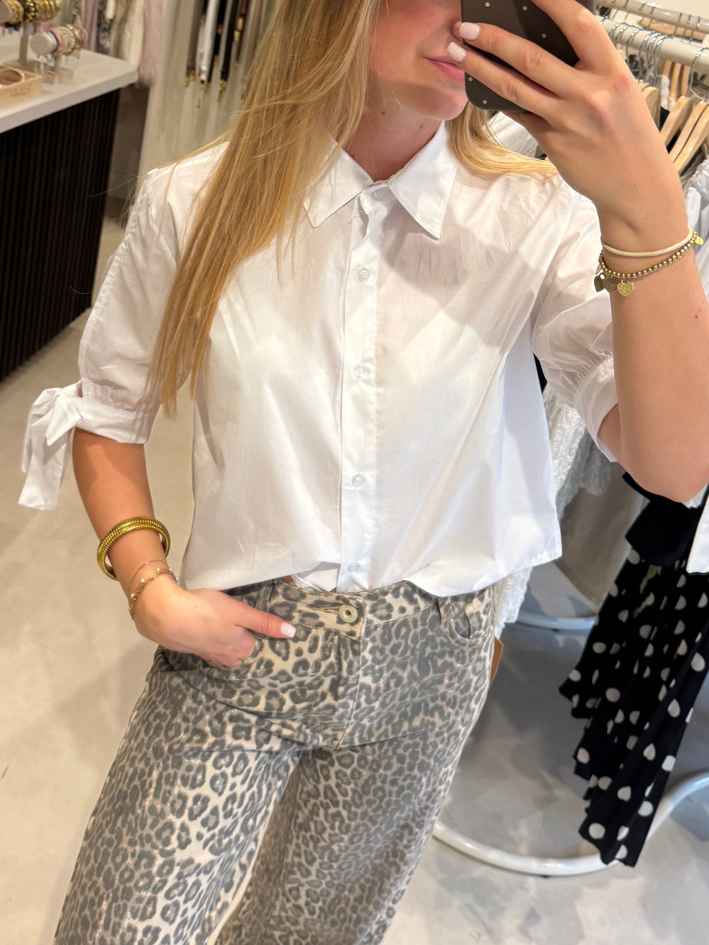 Blouse met strikdetail - Wit