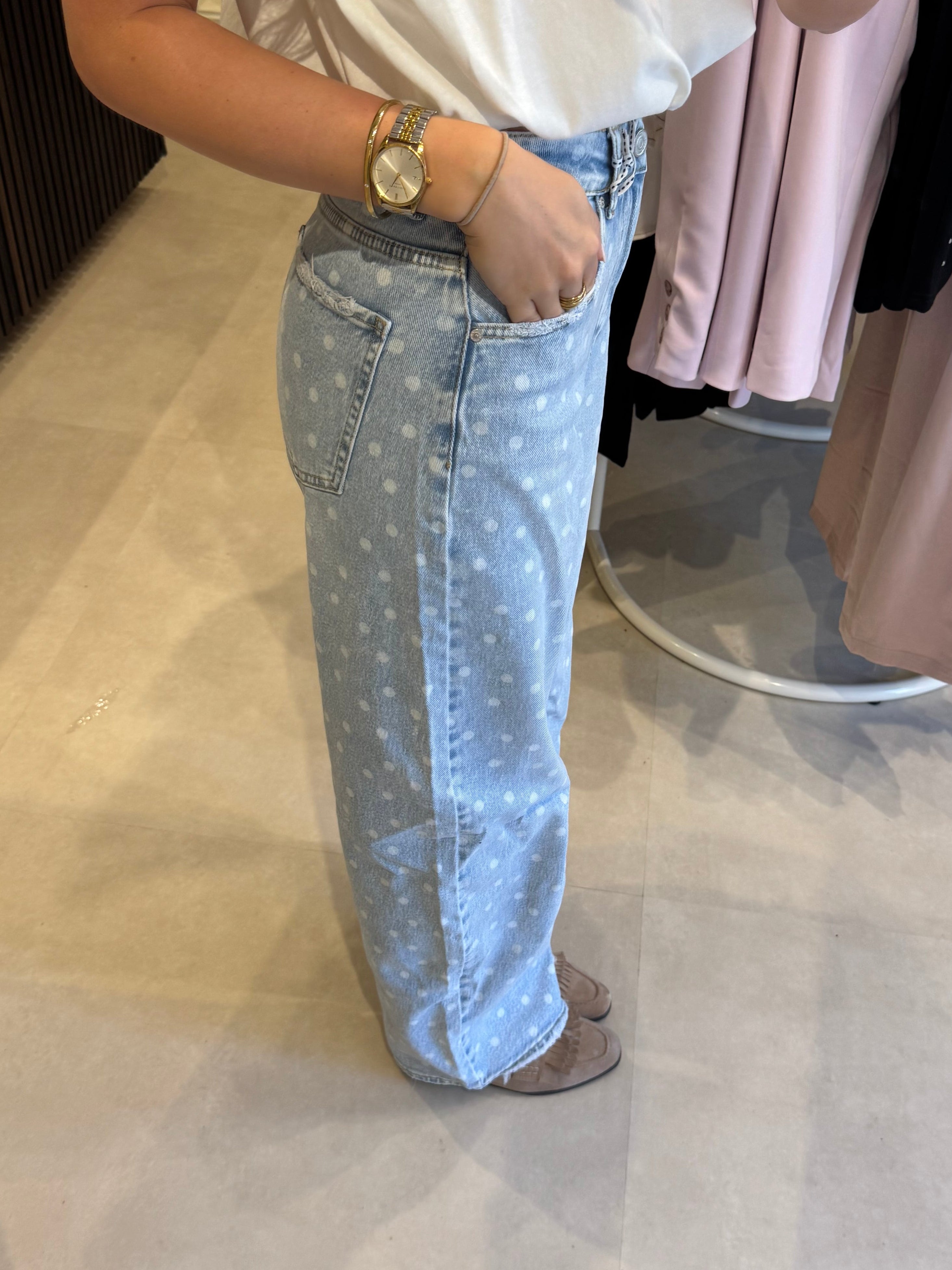 Balloon jeans polka dot - Lichtblauw