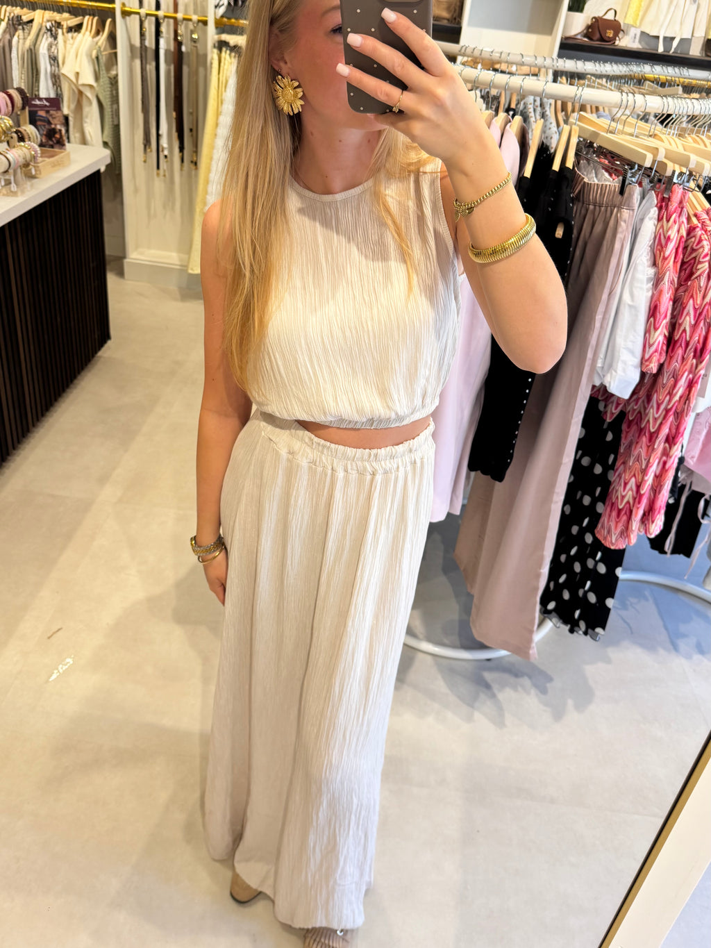 2 piece set met lurex - Ecru