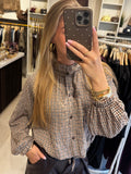 Geruite bomber blouse - Bruin/Camel