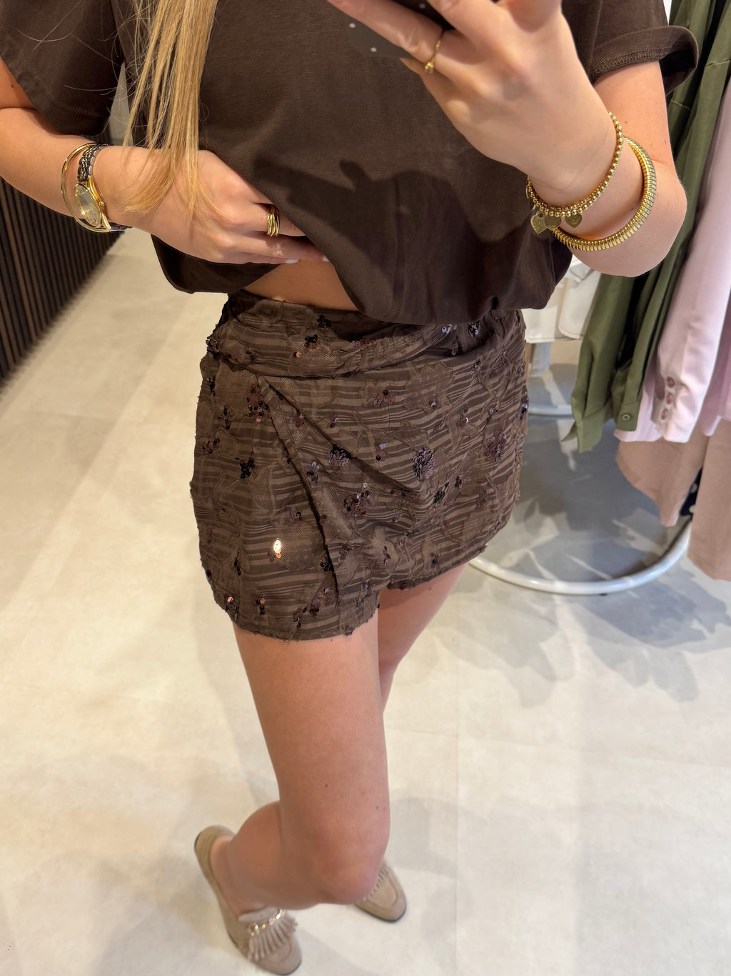 Skort met detail - Donkerbruin