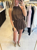 Playsuit opengehaakt - Donkerbruin