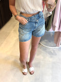 Denim short crosswaist - Middenblauw