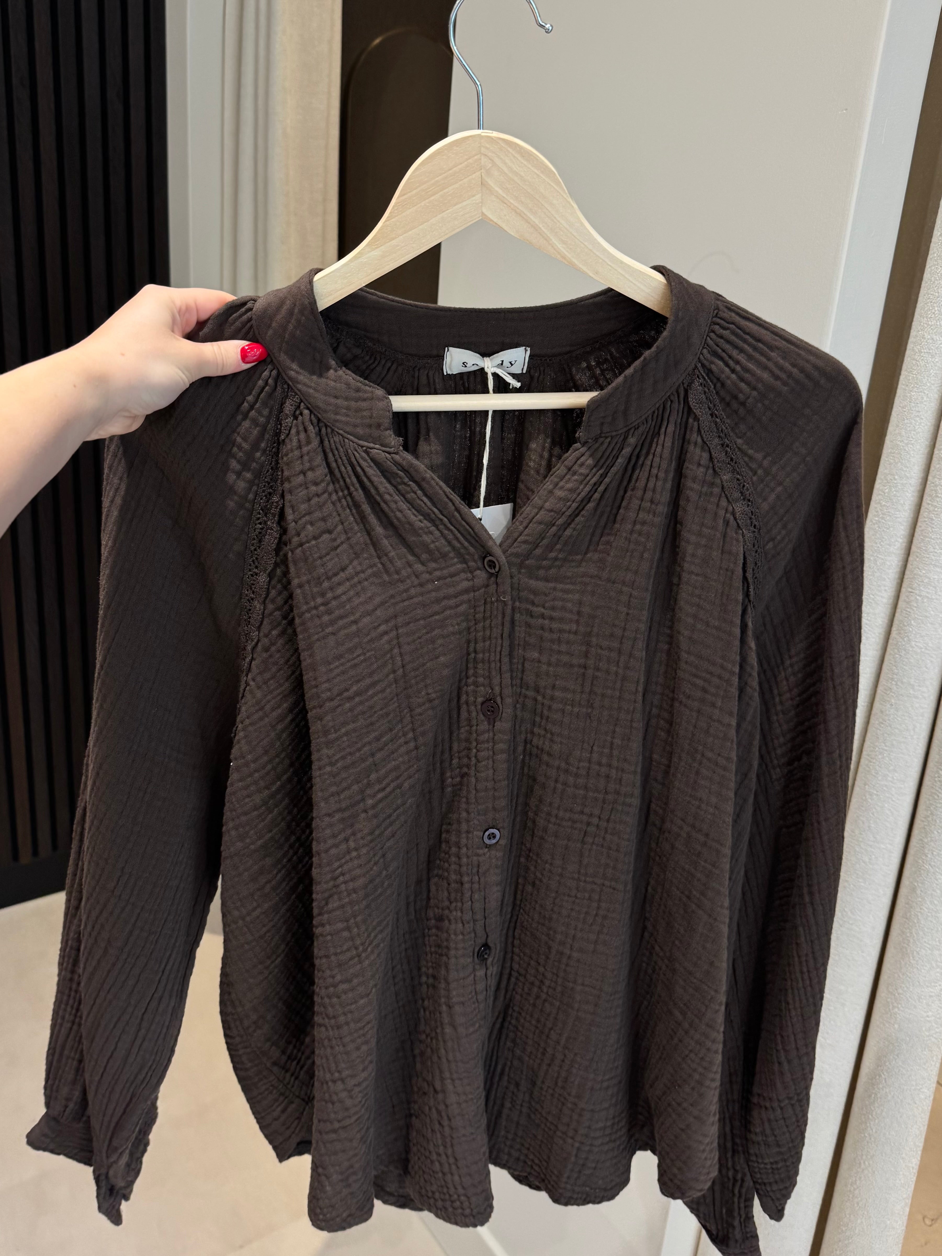 Mousseline blouse - Donkerbruin