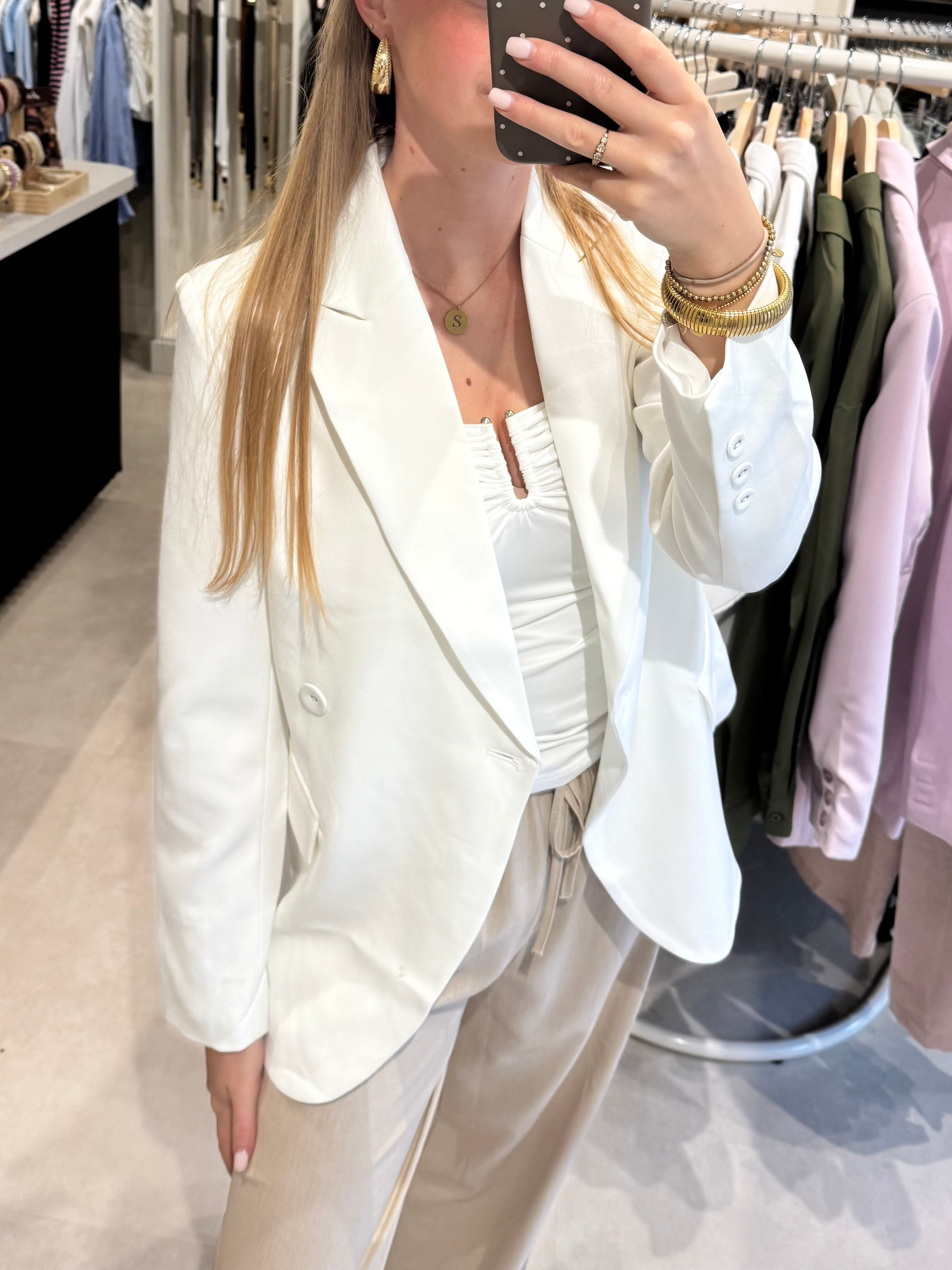 Blazer schuine knoop - Wit