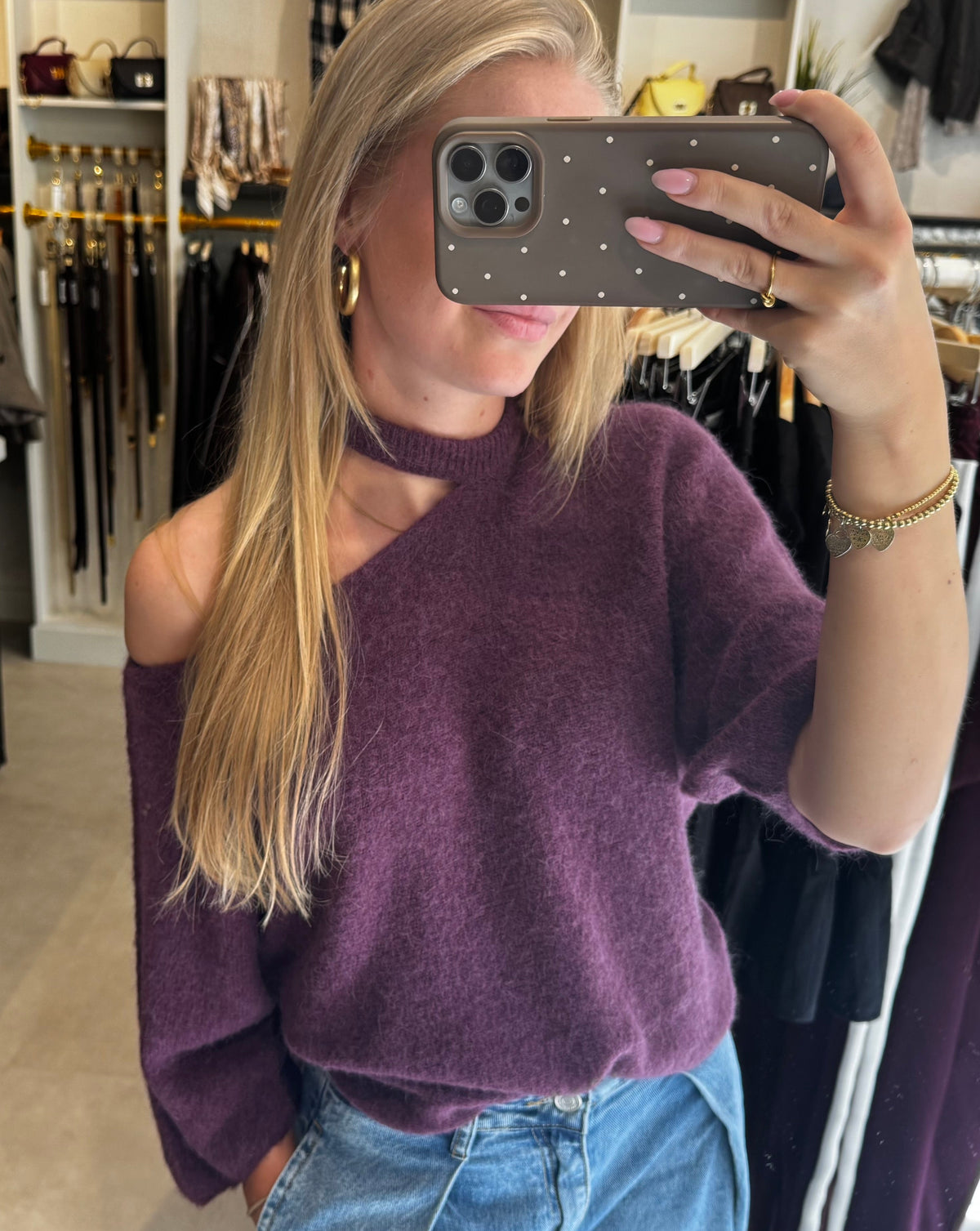 Cut- out sweater - Aubergine