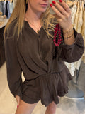 Mousseline blouse - Donkerbruin