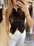 Lace top - Donkerbruin