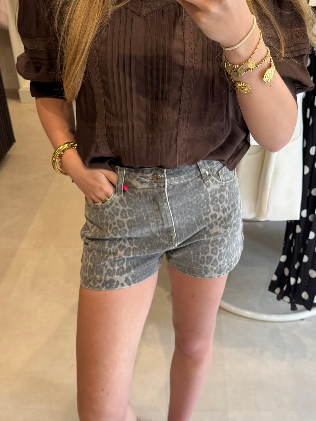 Denim short - Leopard