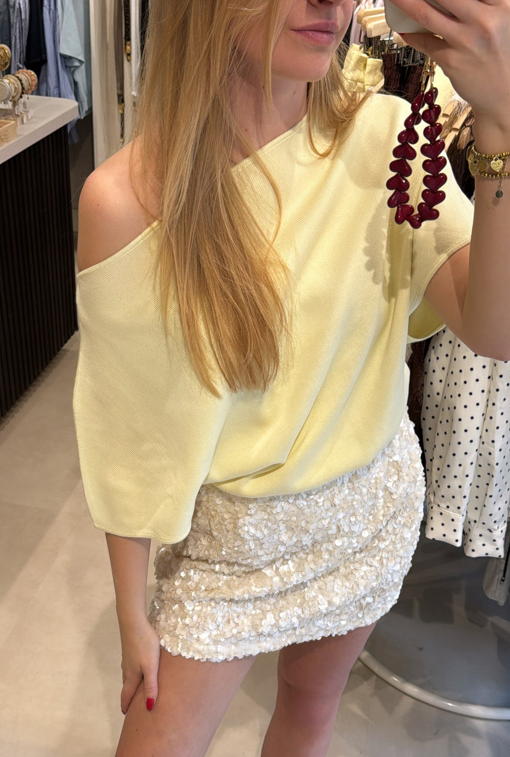 Rokje met pailetten - Off White