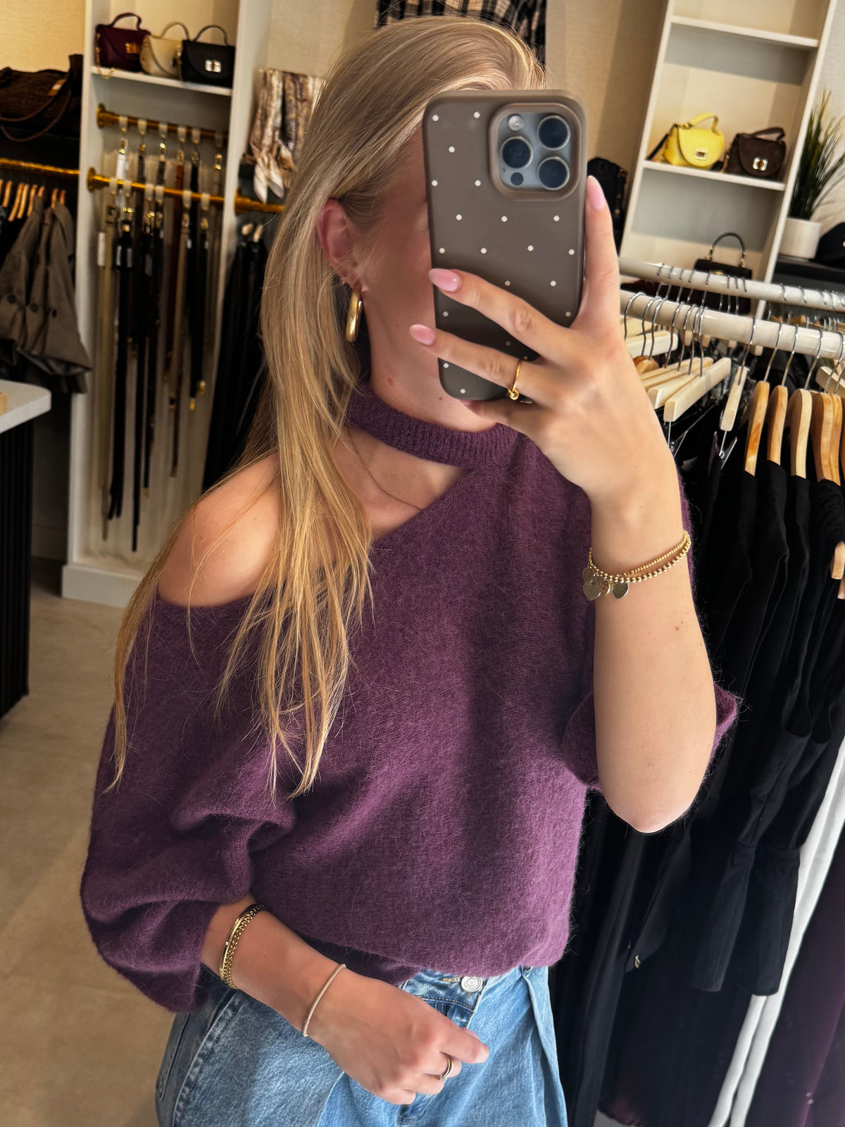 Cut- out sweater - Aubergine
