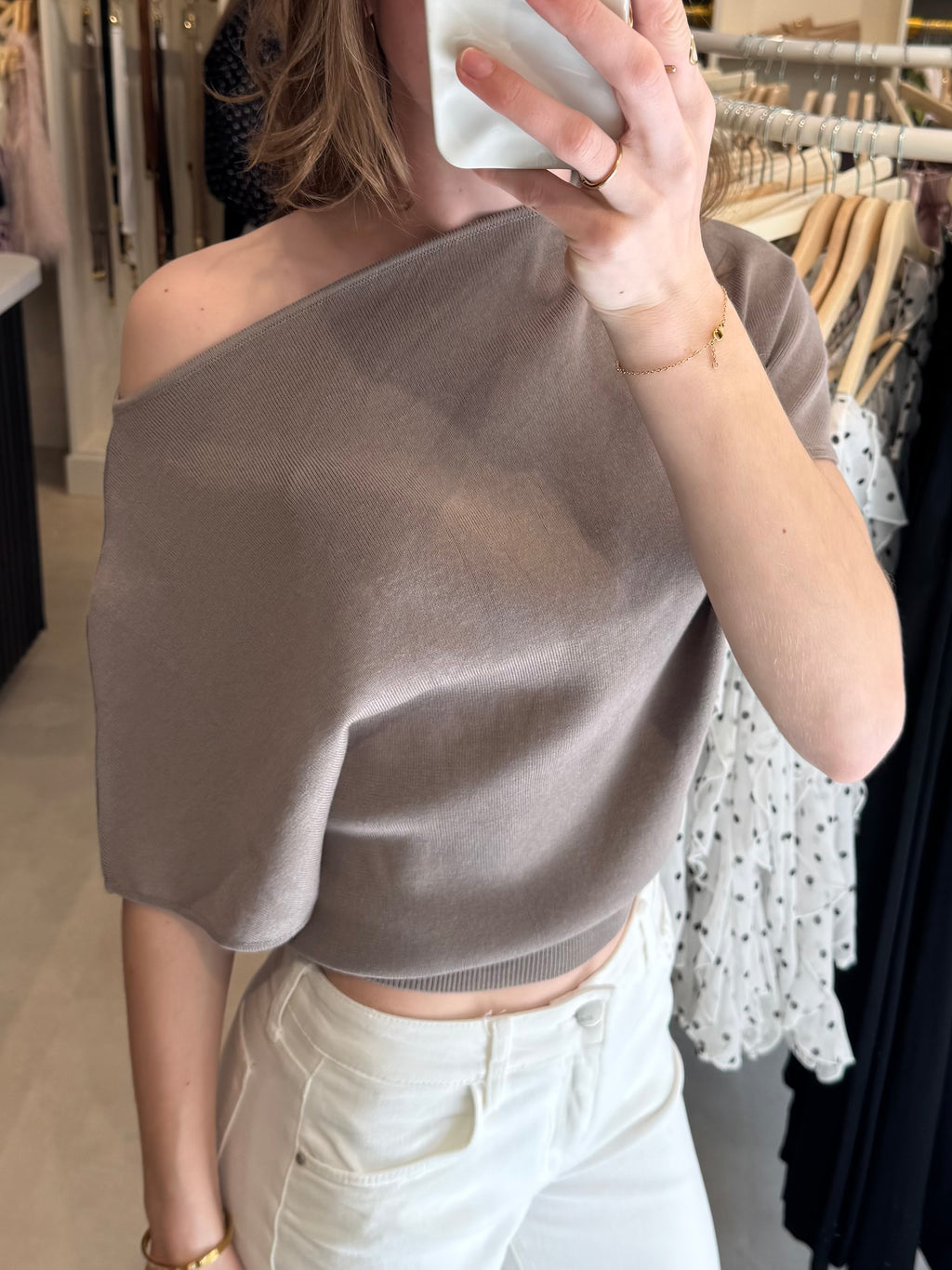 Gebreide top - Taupe