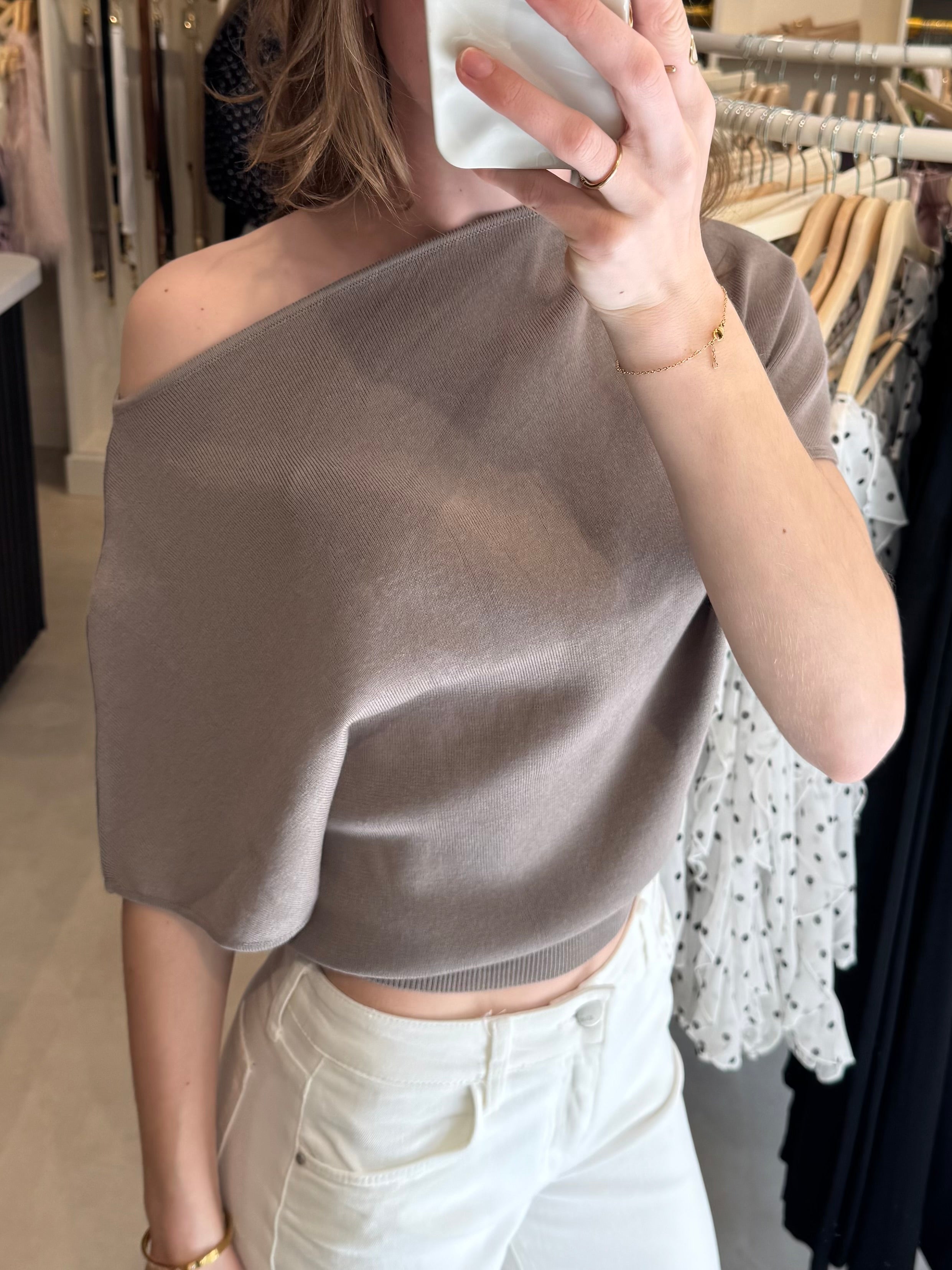 Gebreide top - Taupe