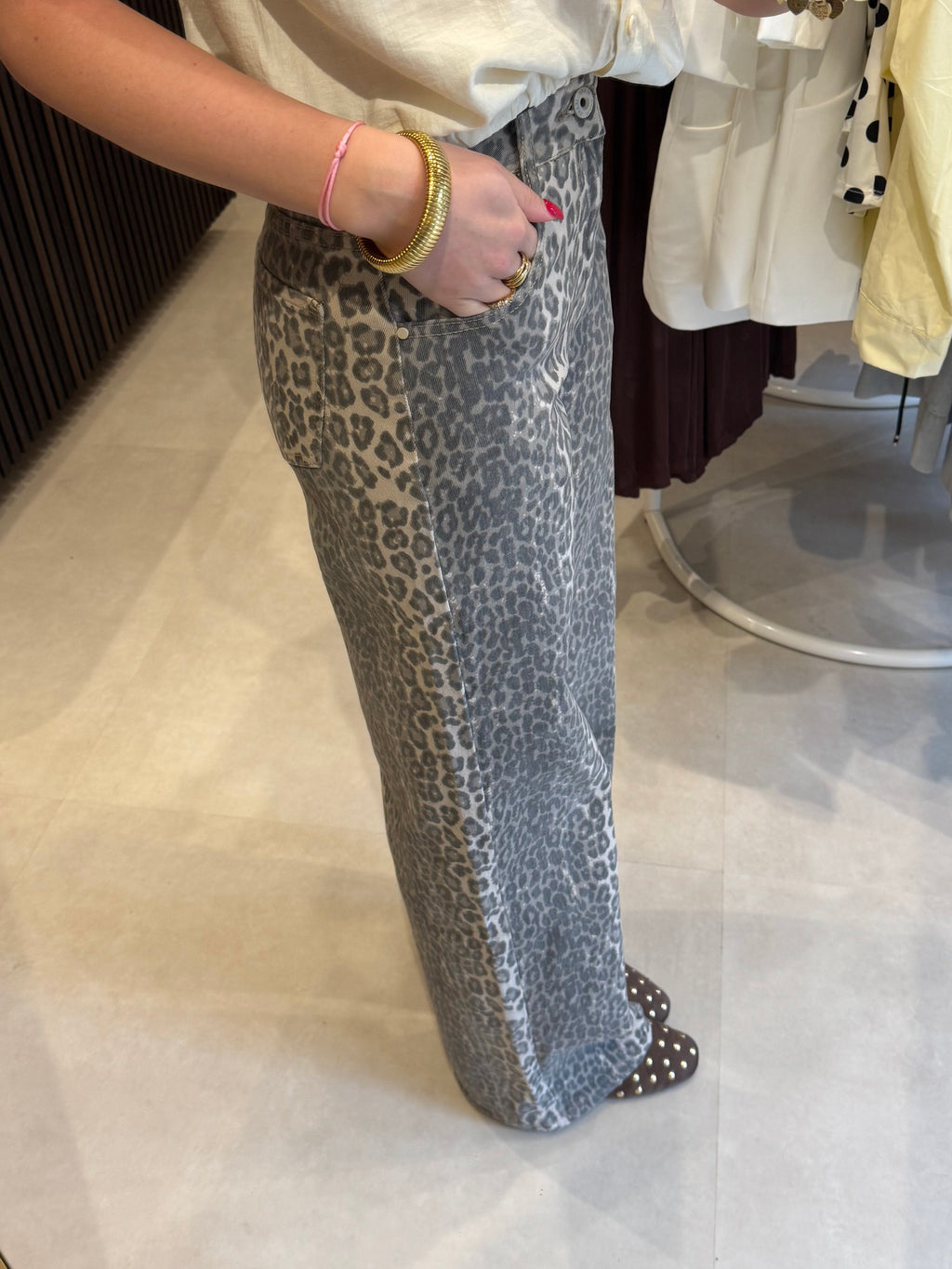 Wide leg jeans - Leopard