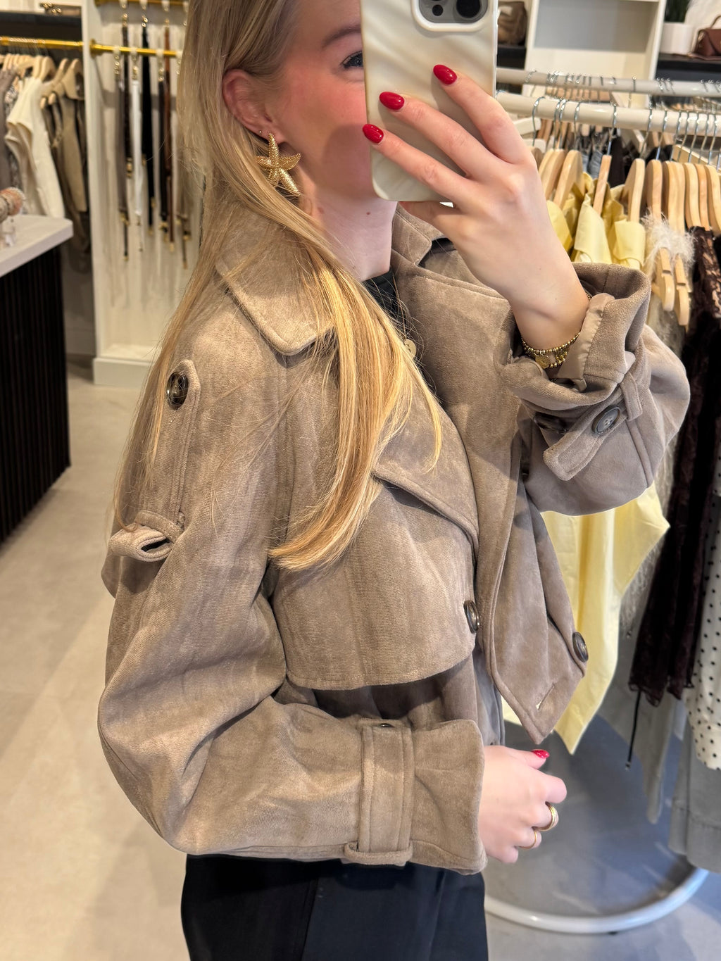 Suede jasje - Taupe