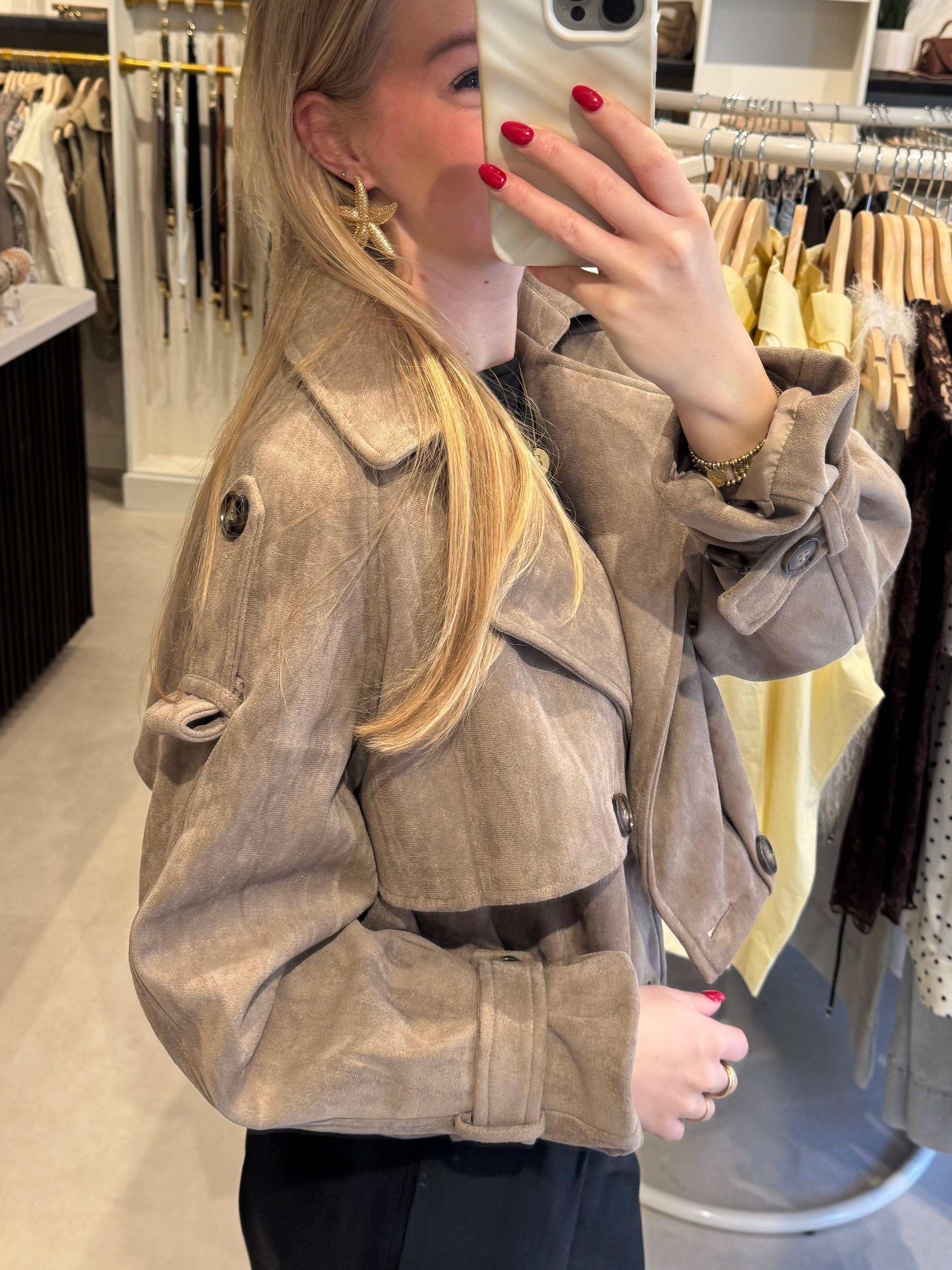 Suede jasje - Taupe