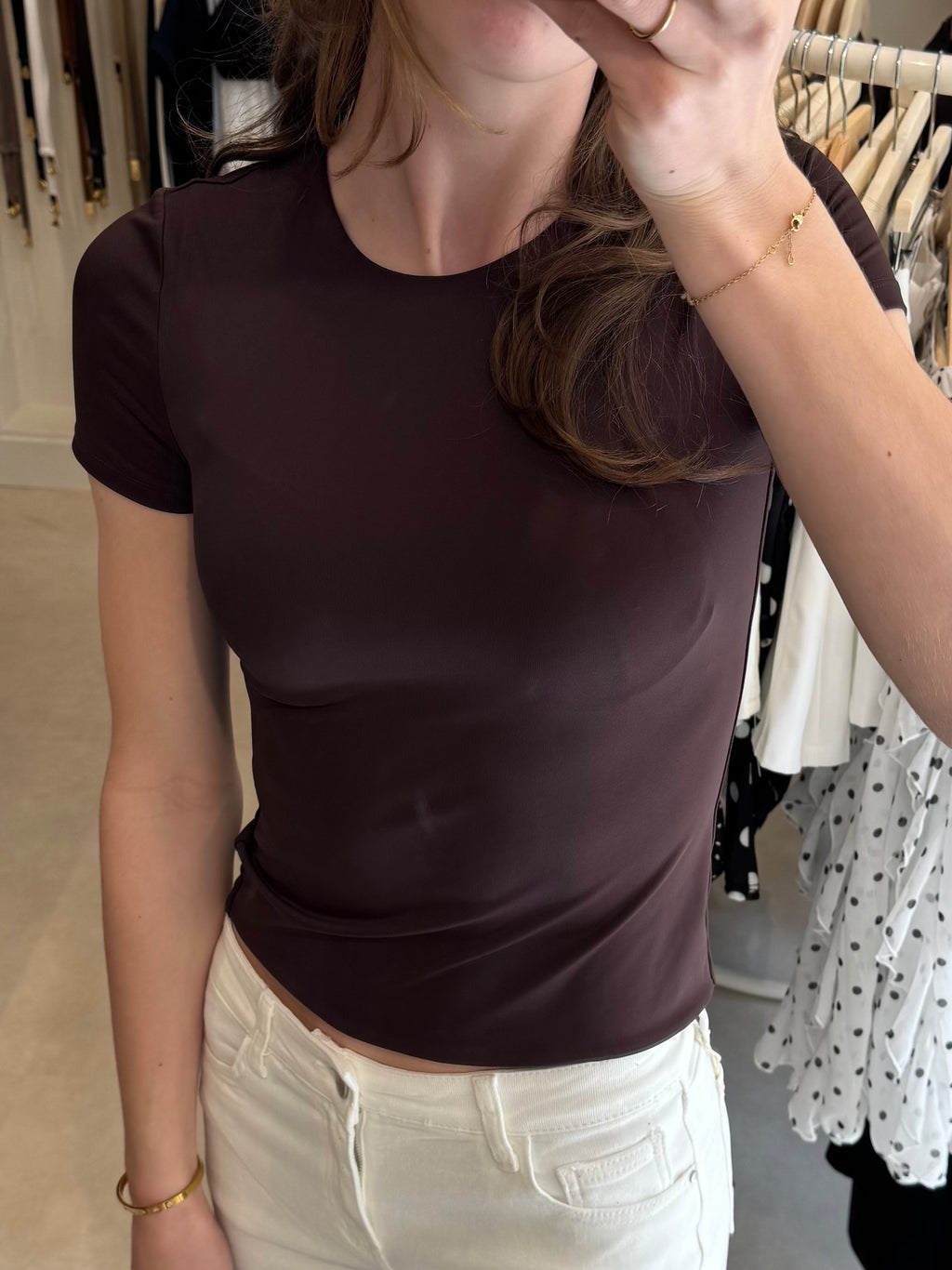Basic t shirt korte mouw - Donkerbruin