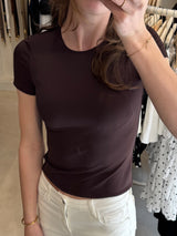 Basic t shirt korte mouw - Donkerbruin