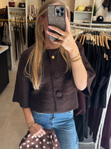 Gebreide top met knopen - Bruin