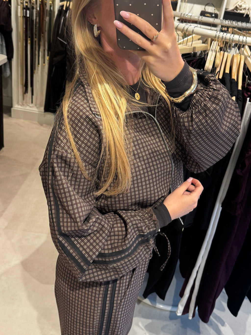Geruit bomber jasje - Bruin