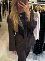 Blazer met franjes - Bruin