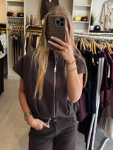Sweatvest korte mouw - Bruin