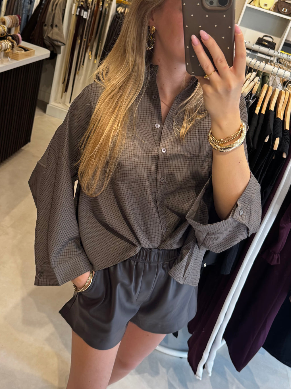 Oversized ruit blouse - Taupe