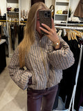 Geruite bomber jas gevoerd - Bruin