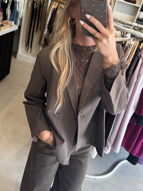 Blazer met split - Donkerbruin