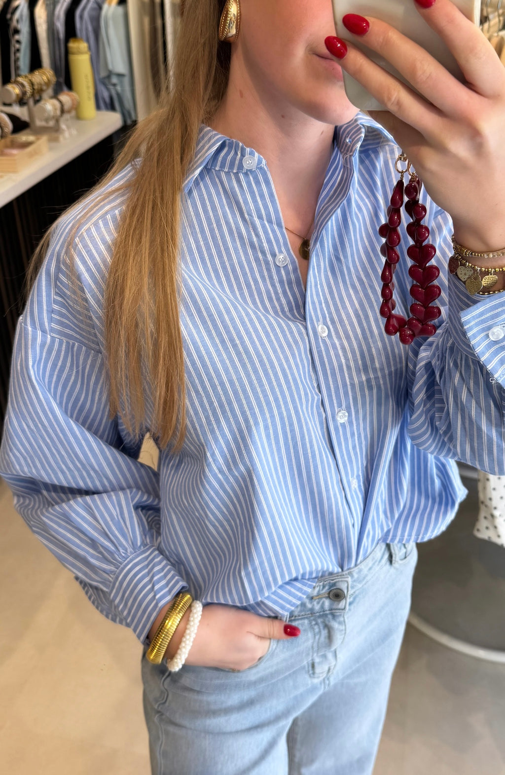 Gestreepte blouse - Blauw/Wit