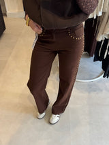 Jeans met studs - Donkerbruin