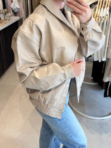 Leather Bomberjack - Beige