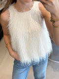 Top met franje - Off white