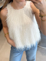 Top met franje - Off white