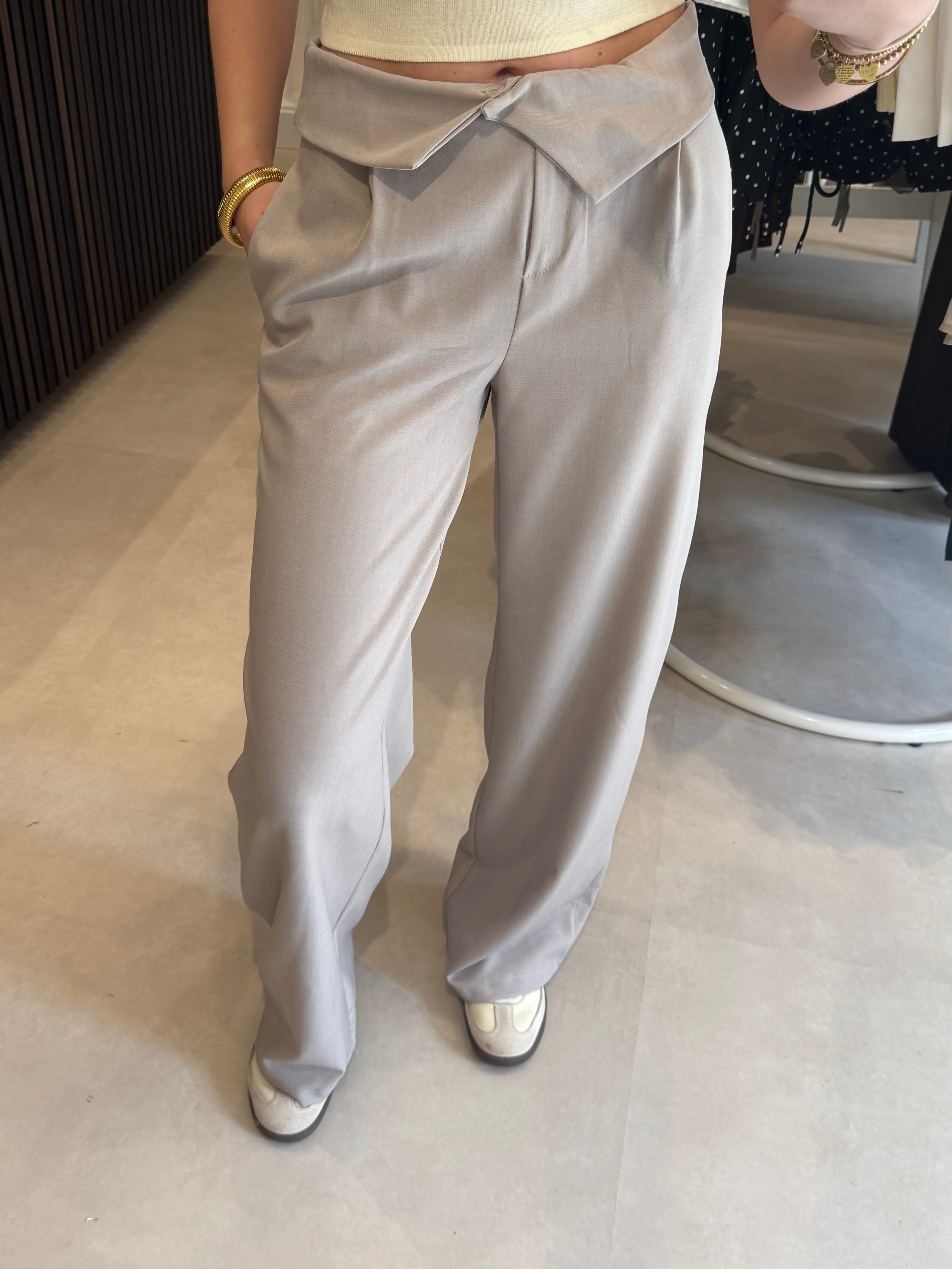 Pantalon met omslag - Beige