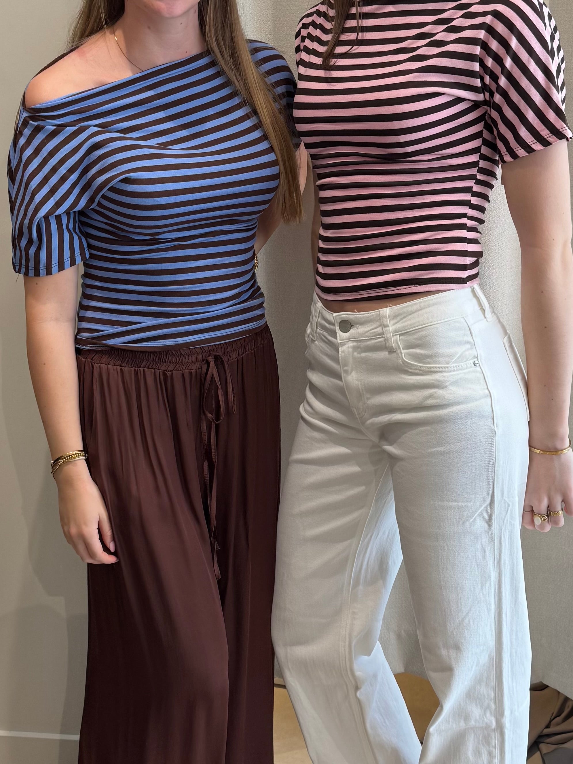 Gestreepte top - Blauw/Bruin