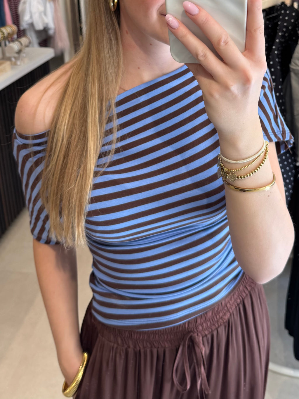 Gestreepte top - Blauw/Bruin