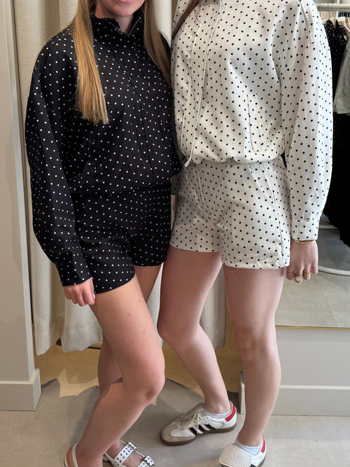 2 piece set - Polka dot zwart wit