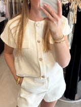 Tweeded Short - Creme