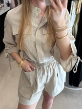 Linnen short - Taupe