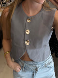 Cropped gilet - Grijs