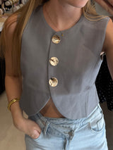 Cropped gilet - Grijs